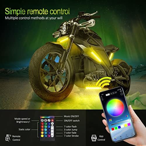 Kit Luces Led Motocicleta 8 Piezas Tiras Luces Led Rgb Moto