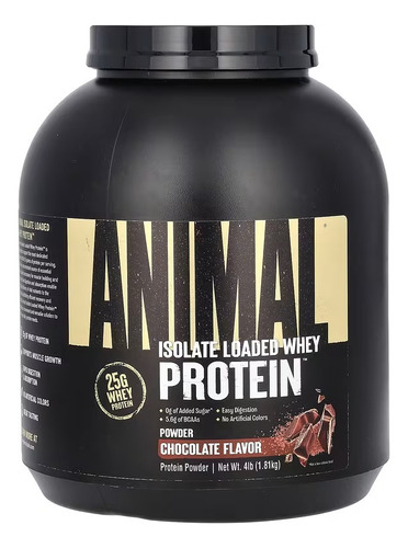 Proteina Animal Isolate Loaded Whey Protein Universal 4 Lb Sabor Chocolate