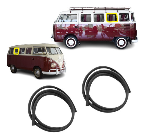 Kit 2 Borrachas Janela Vidro Movel Kombi Antiga 1965 1966