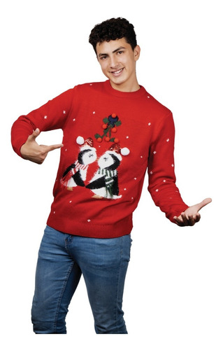 Suéter Navideño Para Hombre Pingüinos Navidad Uggly Sweater 