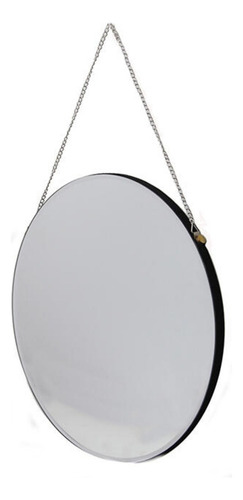 Espelho circular decorativo moderno de 30 cm com alça suspensa, moldura preta