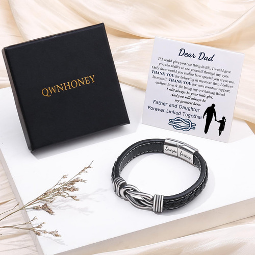 Pulsera De Cuero Qwnhoney, Regalo Ideal Padre-hijo