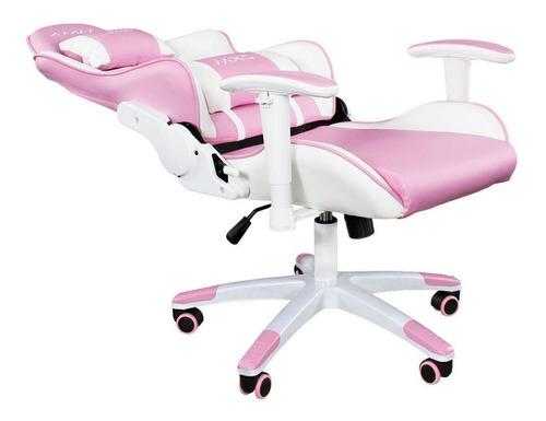 Imagem 4 de 10 de Cadeira Gamer Mx5 Giratoria Branco E Rosa - Mymax