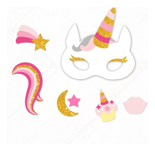 Unicornios -photo Booth Props ** Textos Editables**