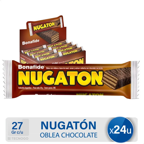 Chocolate Nugaton Bonafide Oblea Chocolate Leche - Caja X24 