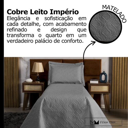 Cobre Leito Colcha Império Solteiro 2 Peças Cinza