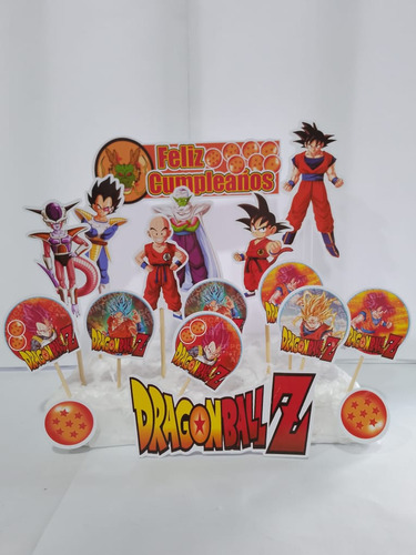 Topper De Torta Motivo Dragón Ball Z Cumpleaños