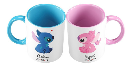 Taza Mug 11oz Personalizado Stitch Disney Enamorados Pareja 