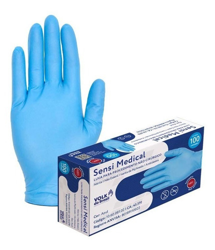 Guantes hospitalarios desechables Volk Sensi Medical, caja de 100 unidades, color azul, talla G (9)