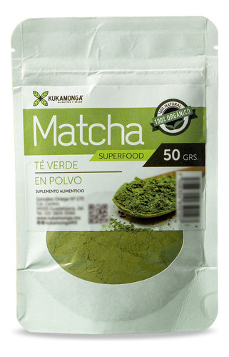 Antioxidante, Quema Grasa, Matcha Té Verde - 50 G Sabor Sin sabor