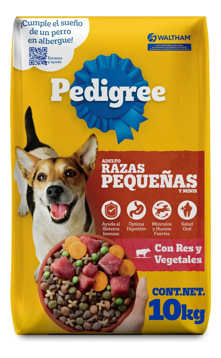 PEDIGREE - Croquetas para Perro 10 kg, on Res y Vegetales, Razas Pequeñas y Minis, con Proteína, Fibra y Antioxidantes