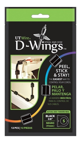 Imagen 2 de 4 de Organizador De Cables Para Pared - Negro - Chico - 12 Pieza