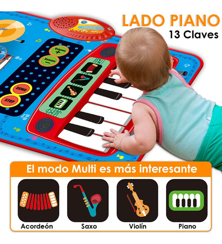Alfombra Musical Piano Y Tambor Juguete Para Niños 70x45cm