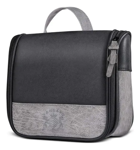 House Of Leather Neceser Colgante De Piel Para Hombre - Kit De Viaje, Negro, Con Bolsa De Lavado Desmontable