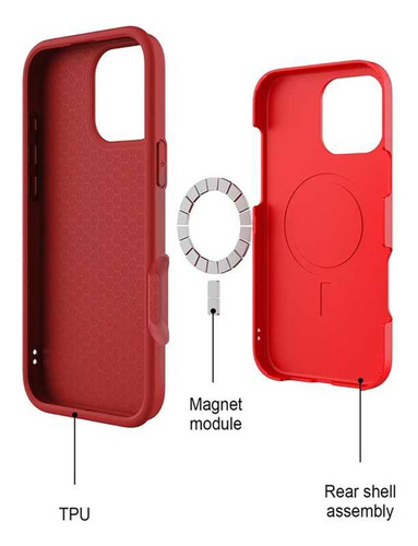 . Funda Mybat Fuse Con Magsafe Para iPhone 16 Pro Max - Roja