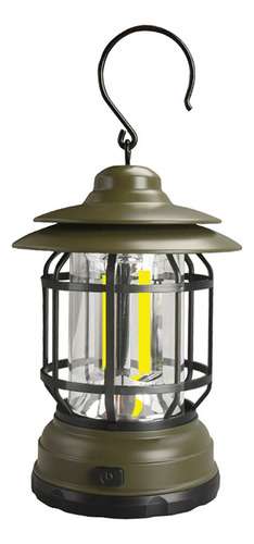 Lámpara Led Retro Para Campamento, Exteriores Color Army