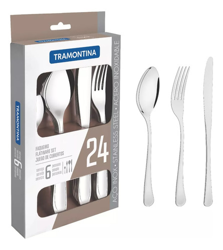 Set 24 Cubiertos Havana Tramontina Acero Inox Samihome