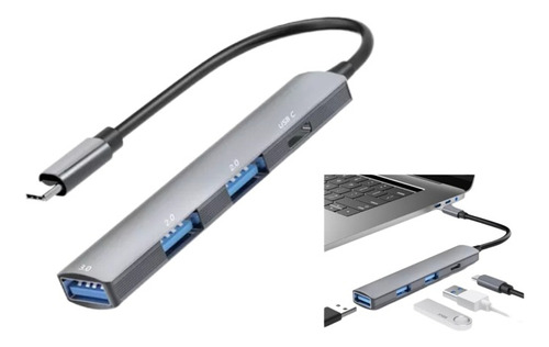 Hub Usb C 4 En 1 Usb 3.0 Adaptador Tipo C Accesorios Laptop