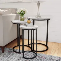 Comprar Lavish Home Juego De 3 Mesas Auxiliares Redondas Para Sala .