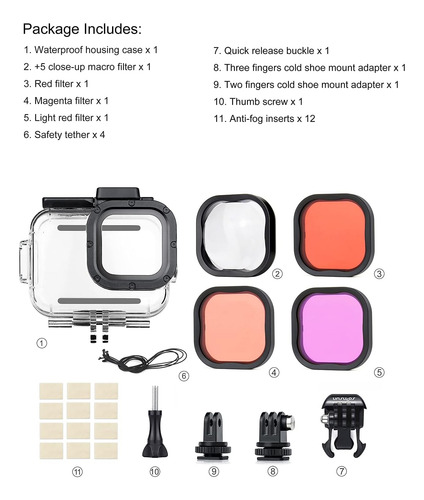 Soonsun Funda Estanca Con Filtros De Buceo Para Gopro Her...