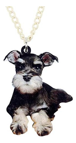 Doway Acrílico Charm Lindo Mini Schnauzer Perro Colgante Col