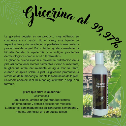 Imagen 5 de 7 de Glicerina Vegetal Importada 500cc Natures Oil Usa