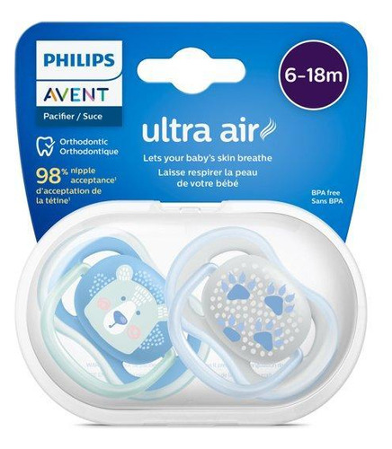 Chupeta Philips Avent Ultra Air Urso/patas 6 À 18 M-pack2