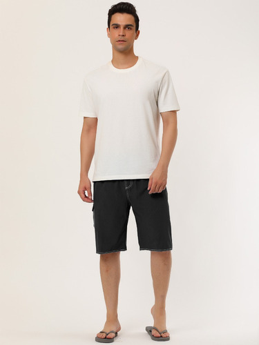 Short Traje De Baño Hombre Short Playa Color Liso Con Cordón