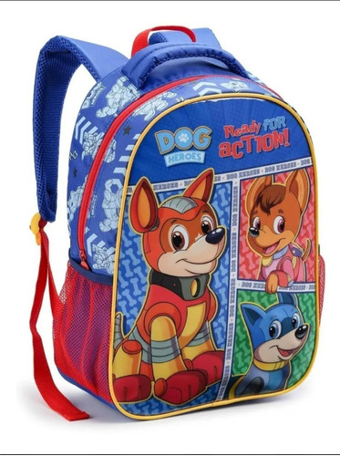 Mochila Patrulha Dog Heroes Infantil Masculina Costa Escolar