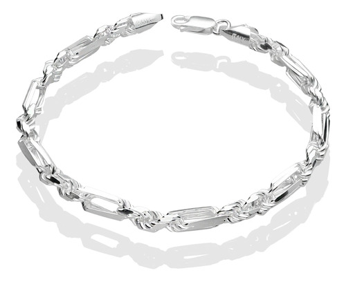 Pulsera Torsal Fígaro 4 Mm X 20 Cm Plata Ley .925, Taxco Gro