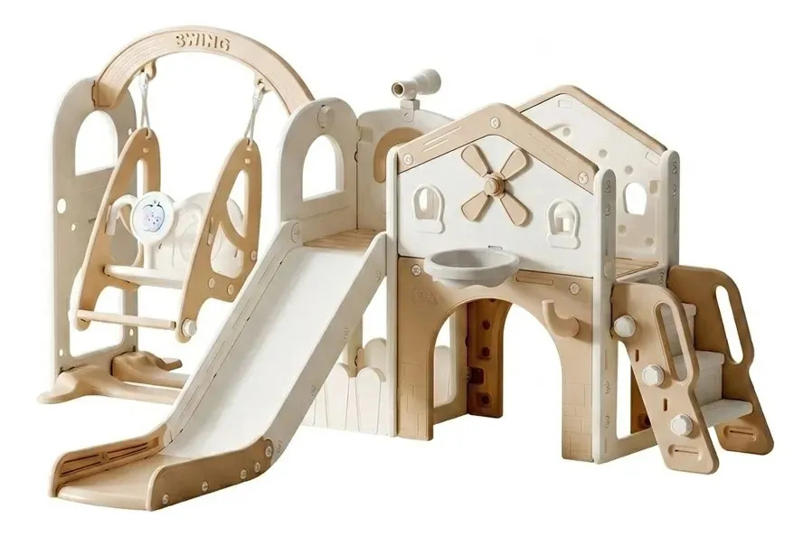 Playground Infantil Mini Parque Completo Balanço Escorregador Escada Adventure Maxi Toys - Bege