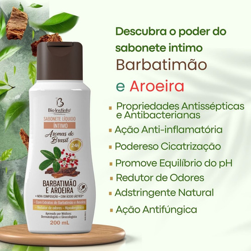 Sabonete Feminin Liquido Intimo Barbatimão-aroeira Tira Odor