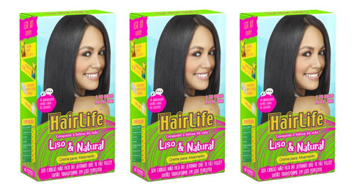 Creme Alisante Hairlife Liso 180g - Kit C/ 3un