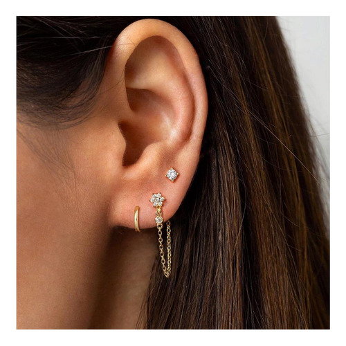 Hevcoy Pendientes De Cadena De Oro: Pendientes De Aro Para