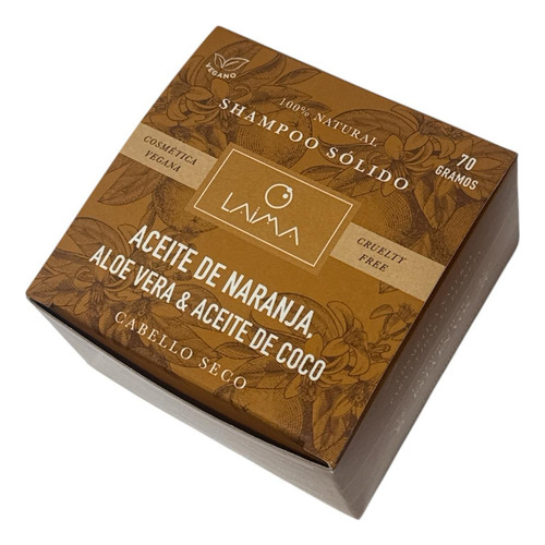 Shampoo Solido Natural Vegano Naranja Cabello Seco 70g Laima
