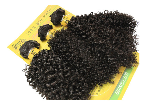 Cabello rizado Goivo Afro de fibra orgánica voluminoso, 60 cm, 285 g, color marrón claro, color 04