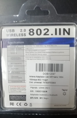 Adaptador Wifi Usb Tarjeta De Red Inalámbrica, 802.11n 2.0