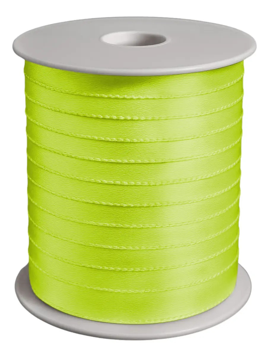 Fita De Cetim Trader 7mm No1 Com 100 Metros 100% Poliéster Cor 58 Verde Neon Lisa