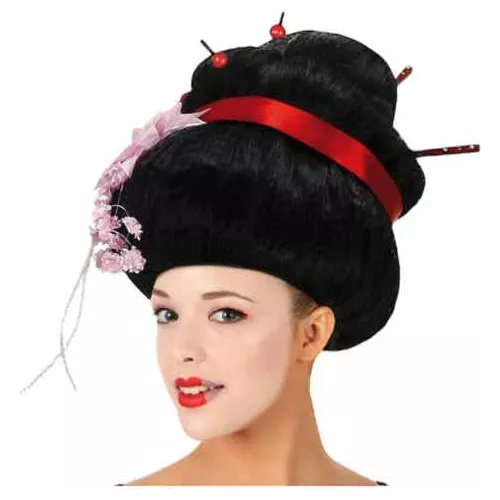 Tradineur - Peluca de geisha para mujer, fibra sintética, complemento para  disfraz japonés, oriental de carnaval, Halloween, cos