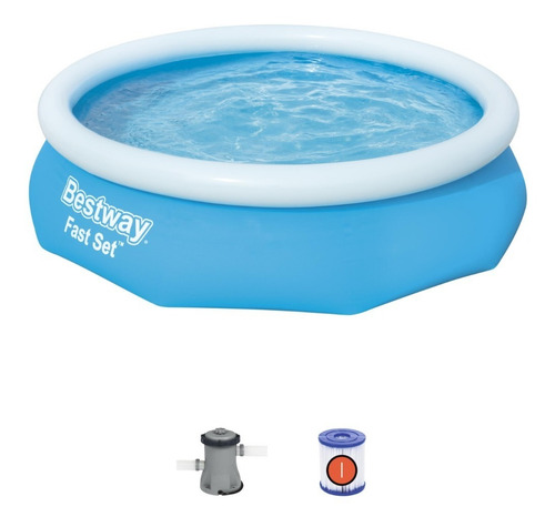 Pileta inflable redonda Bestway Fast Set 57270 de 305cm x 76cm 3638L azul