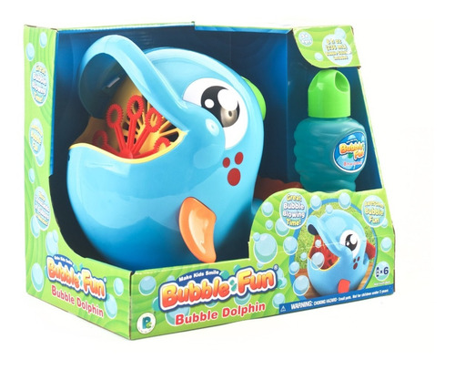 Burbujero Automatico Delfin Bubble Fun 20cm Juguete Infantil Color Celeste