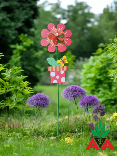 Tutor Decorativo Para Jardín Molinillo Flor Giratoria Grande