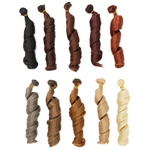 10-pack Long Curly Sinthetic Doll Hair Wefts, W4wqy