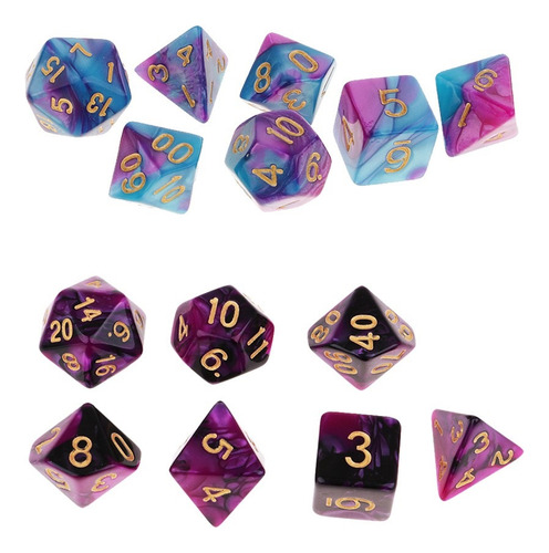 14x Dados D20-d4 Dado De Doble Colores For Rpg D&d Juego