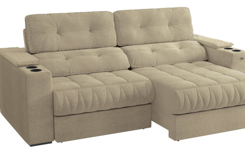 Sofá 260cm Com Porta Copos Retrátil E Reclinável Wt