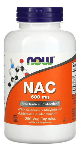 Nac Acetil Cisteina N-acetyl Cysteine 600 Mg 250 Capsulas