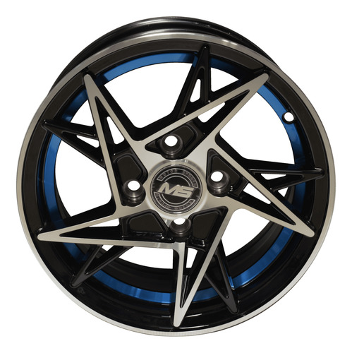 Jgo 4 Rines Estrella Blck Blue Line Chevy Ts3 Caribe Ma Neg Negro Pulido