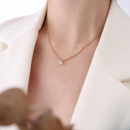 Collar Baño Oro 18k Mostacilla Punto De Luz
