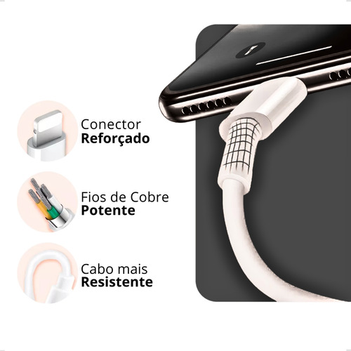 Cabo Carregador Turbo Compatível iPhone 8 X Xr 11 12 13 14