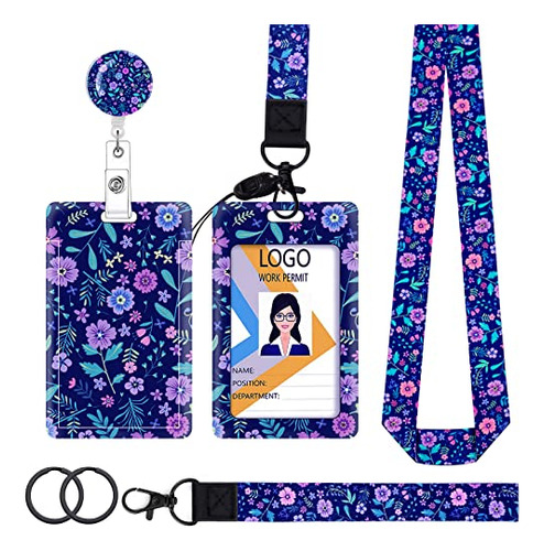 Lanyard Flores X 4 | Porta Tarjeta Id | Cuello Y Muñeca |